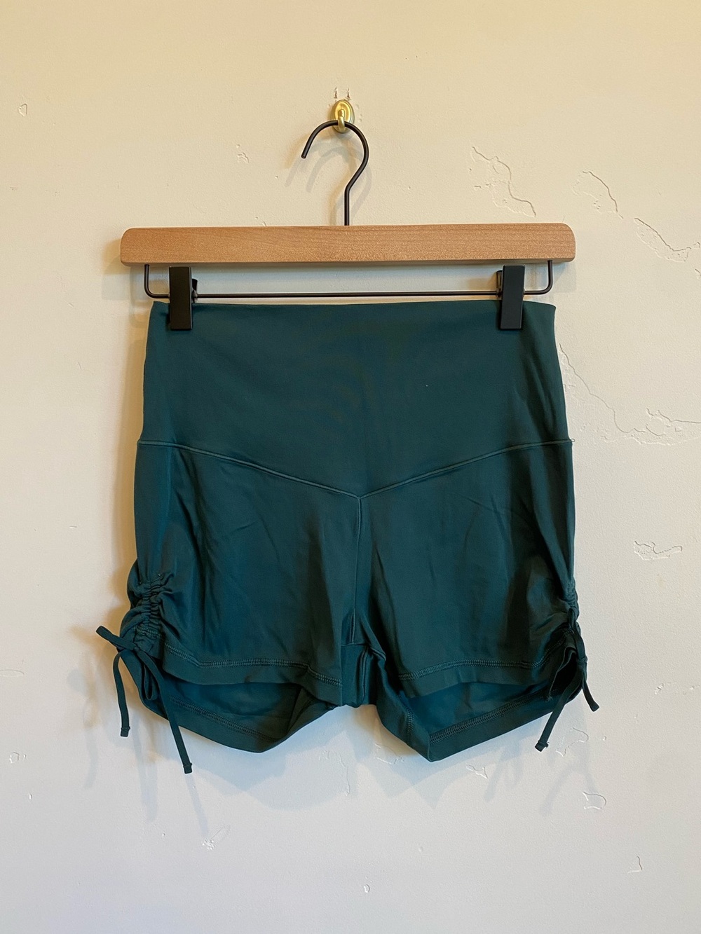 AMERICAN EAGLE Offline by Aerie Dark Teal Green Hi-Rise Side Cinch Bike Shorts